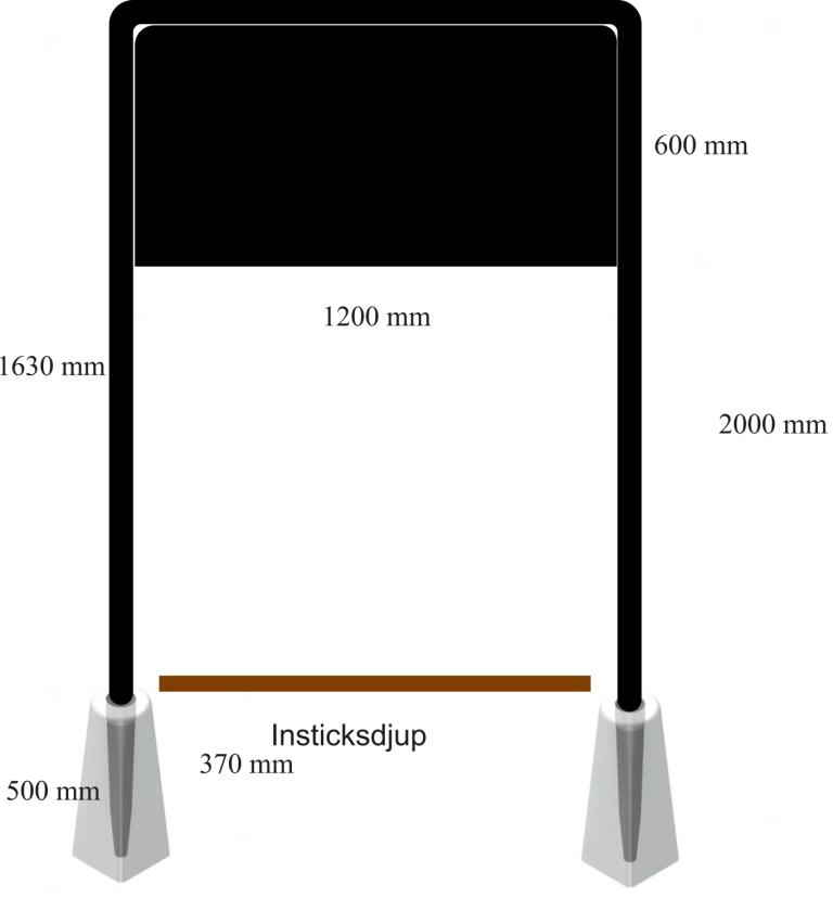 Informationsskylt i båge utan armatur 1200x2050mm  - I-1200X600